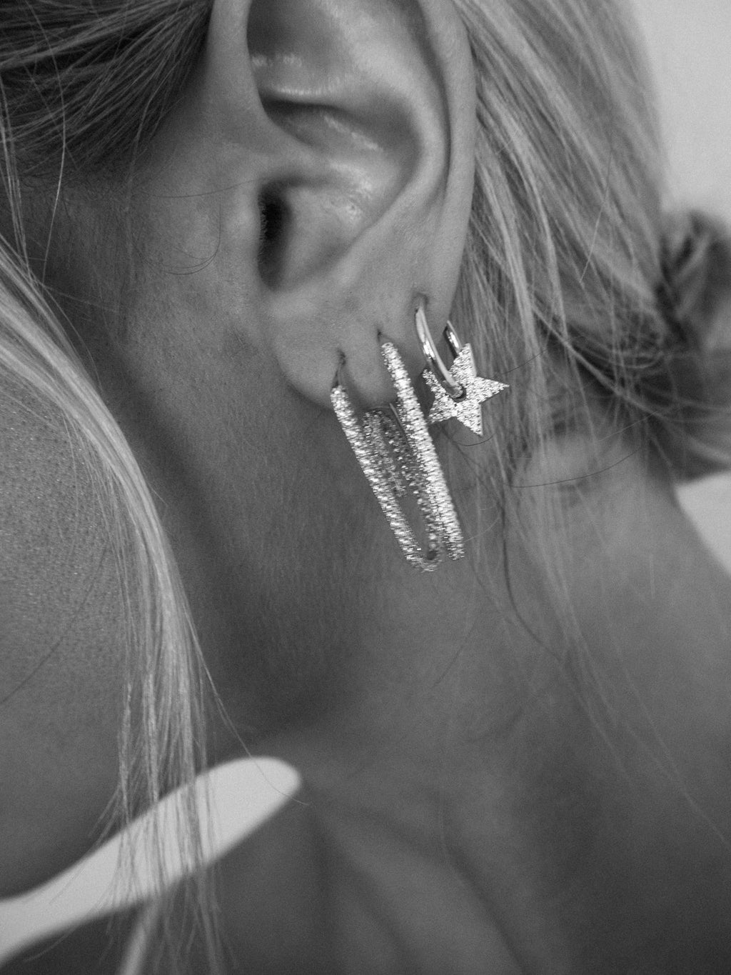 Pavé Paper Clip Earrings - Silver — alternate view 2