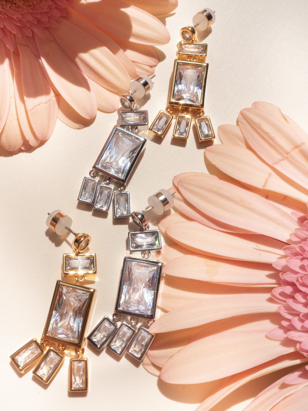Baguette Shaker Statement Studs - Gold - Earrings — detail view