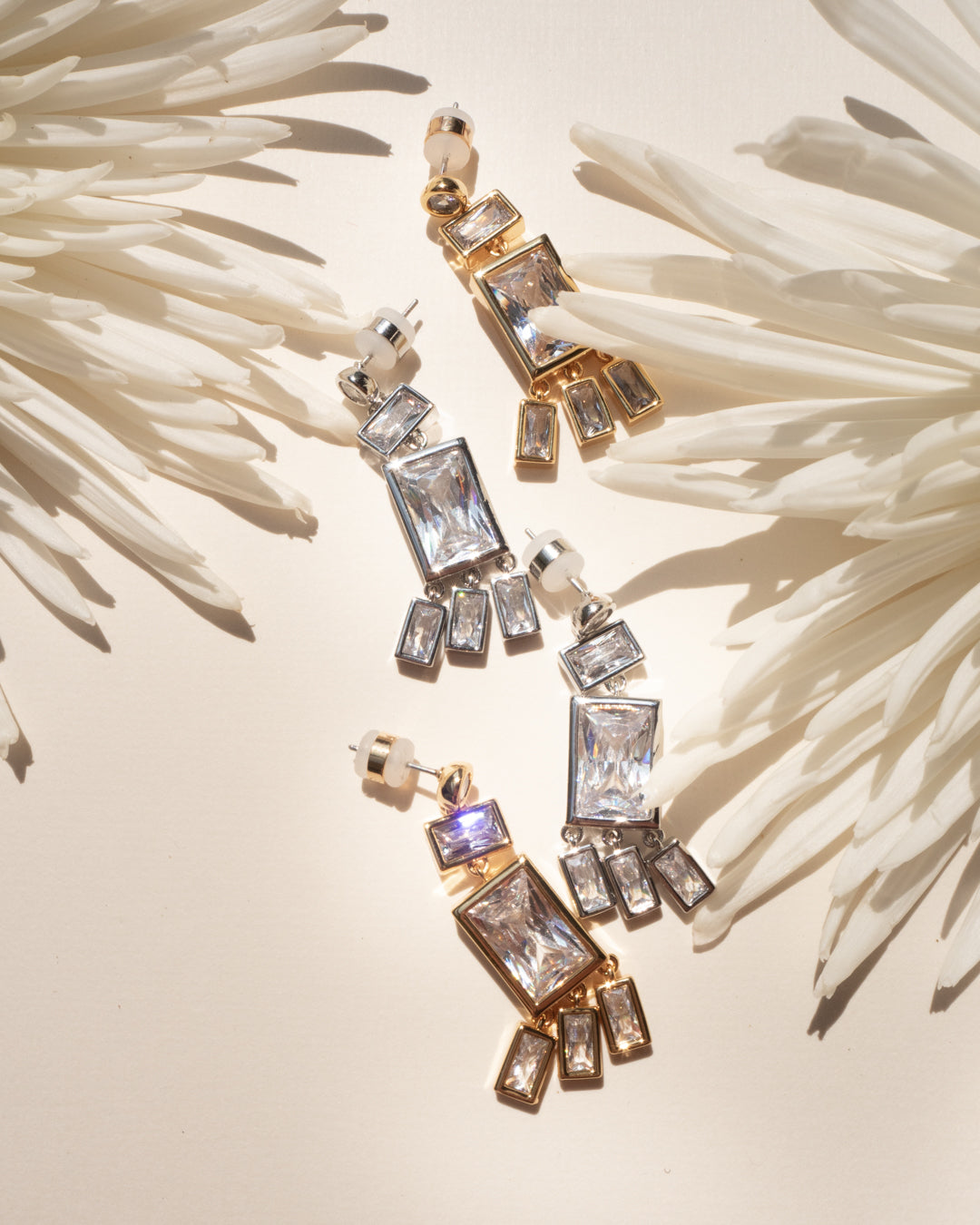 Baguette Shaker Statement Studs - Silver - Earrings — alternate view