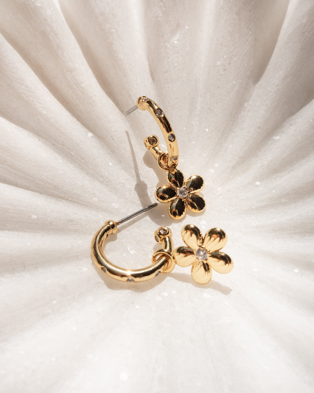 Diamonte Daisy Hoops - Gold — detail view