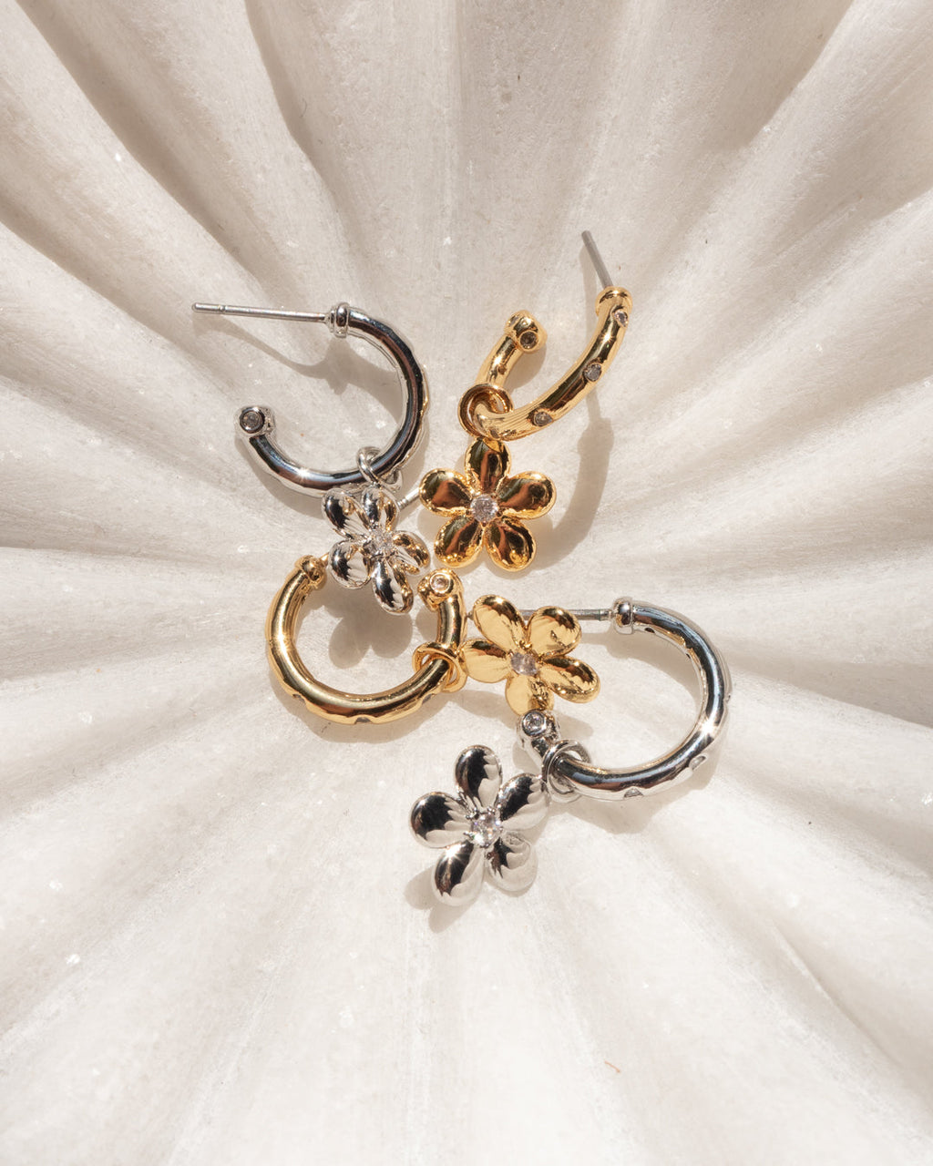 Diamonte Daisy Hoops - Gold — alternate angle