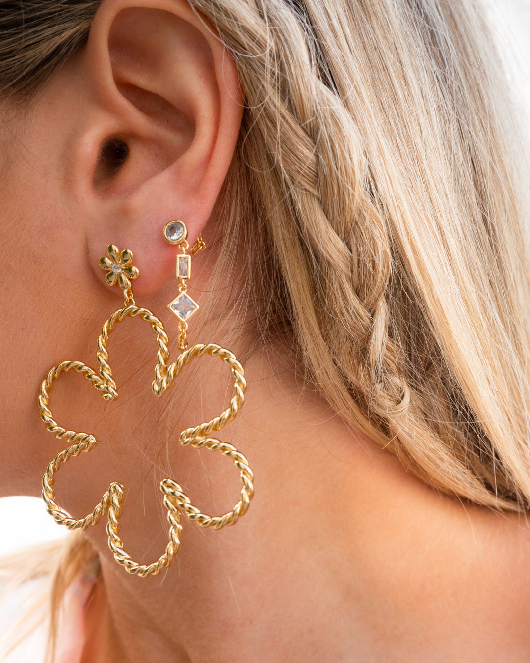 Daisy Rope Earrings - Gold — another angle