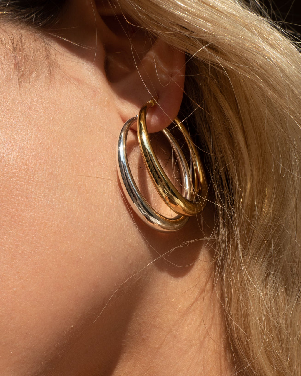 Baby Lucca Hoops - Silver — another angle