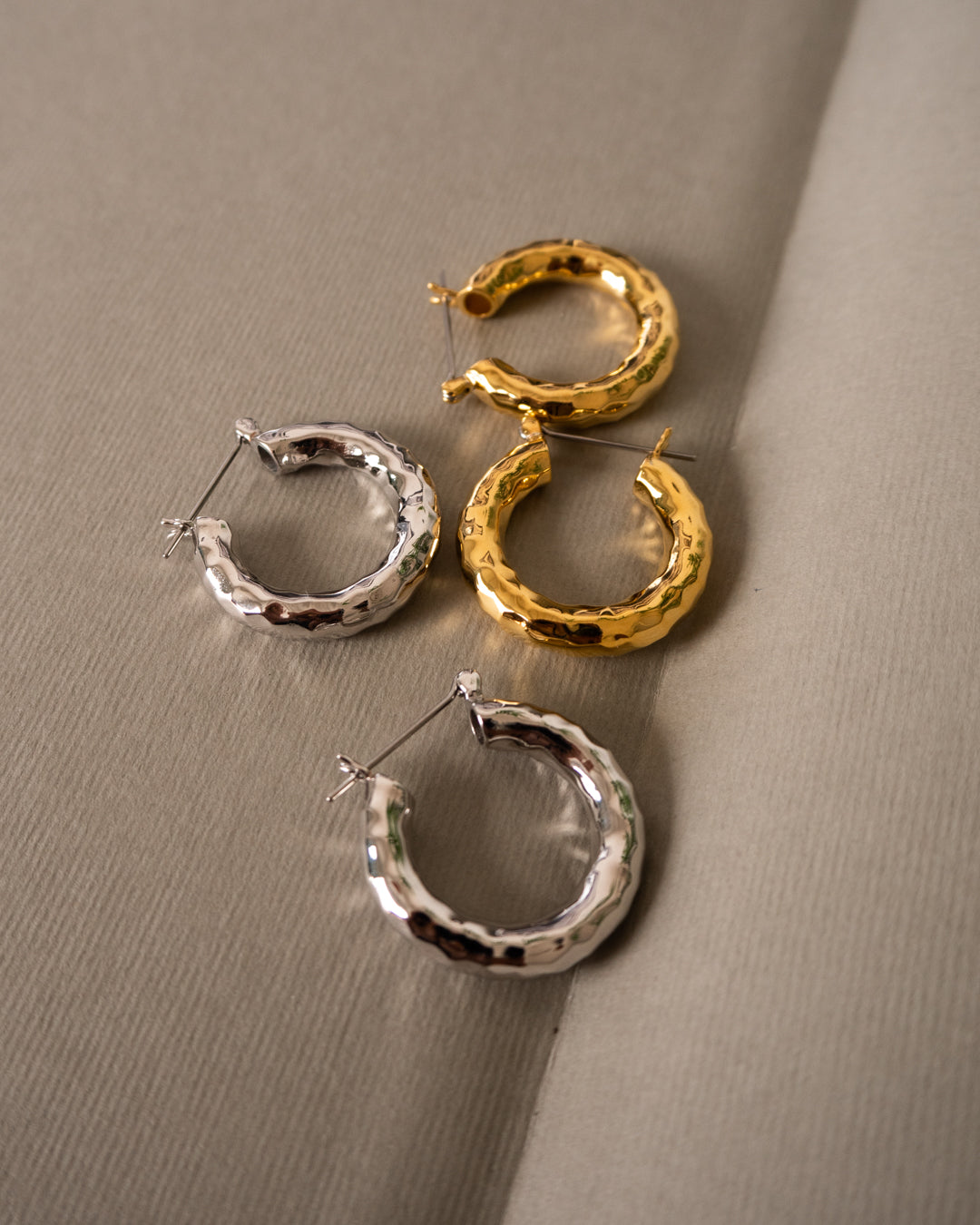 Hammered Baby Amalfi Hoops - Silver — alternate angle