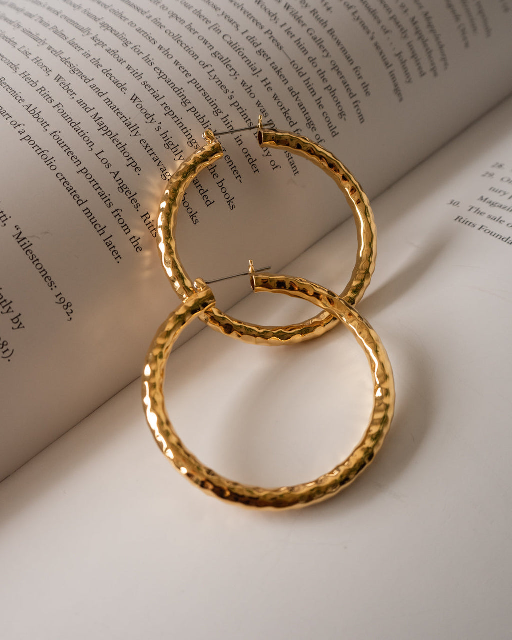 Hammered Amalfi Hoops - Gold — another angle