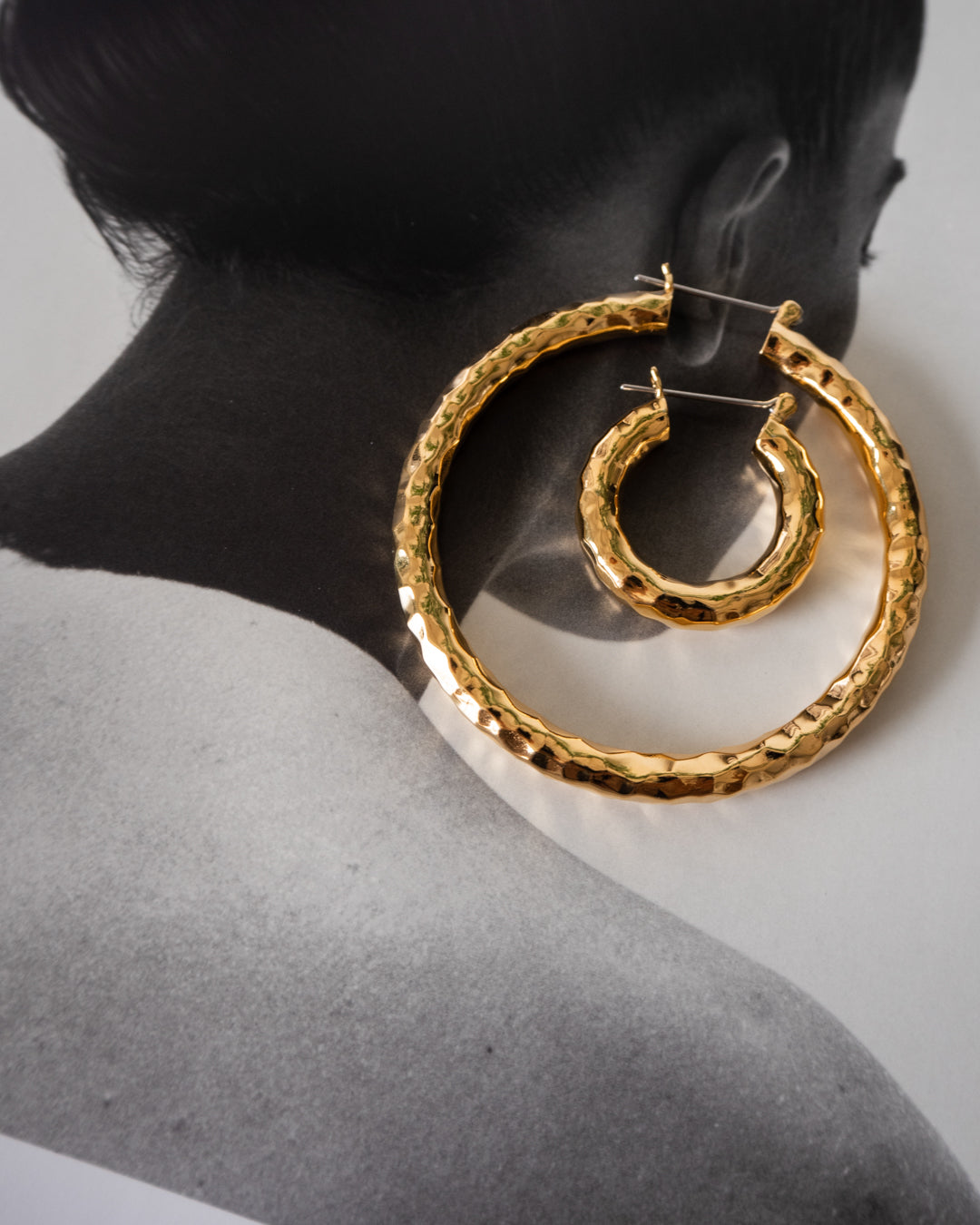 Hammered Baby Amalfi Hoops - Gold — alternate view 2
