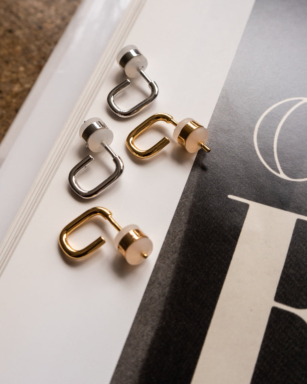 Petite Chain Link Huggies - Gold — another angle