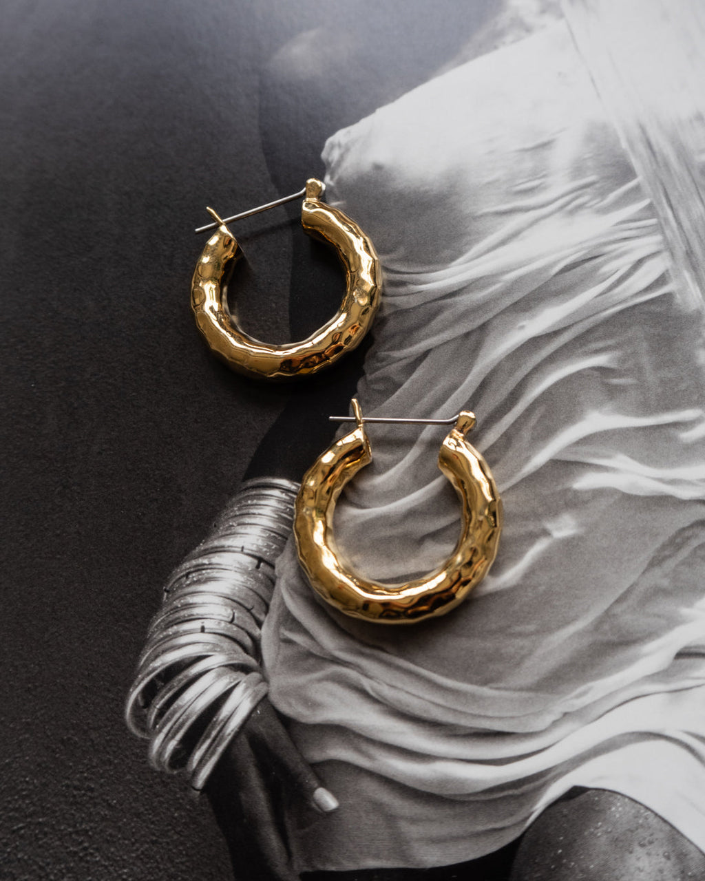 Hammered Baby Amalfi Hoops - Gold — detail view
