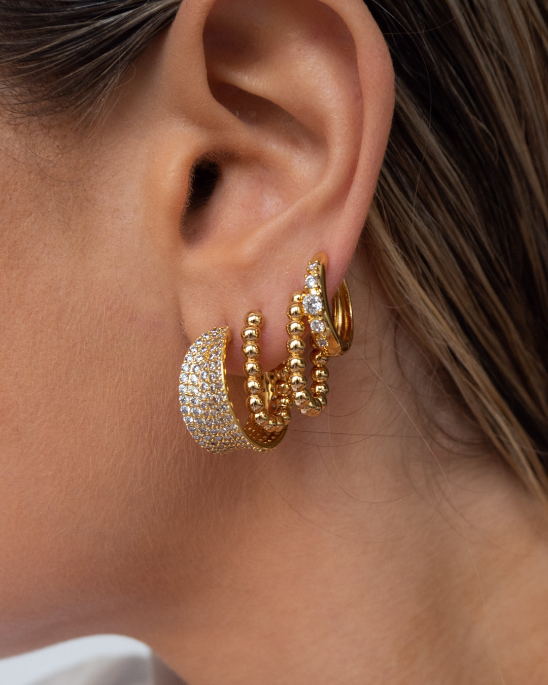 Stone Geneva Hoops - Gold — detail view 2