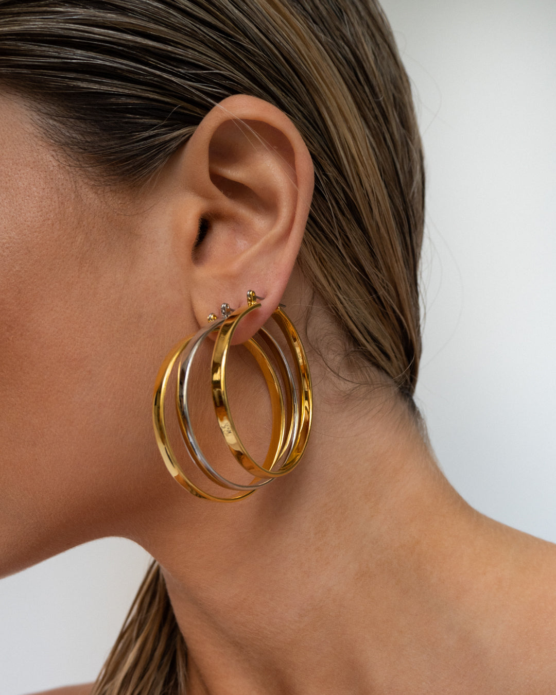 XL Celine Hoops - Silver — another angle