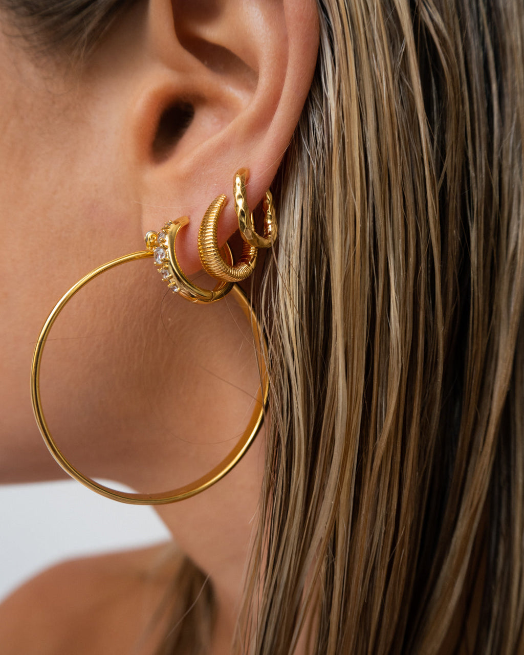 Stone Geneva Hoops - Gold — another angle 2