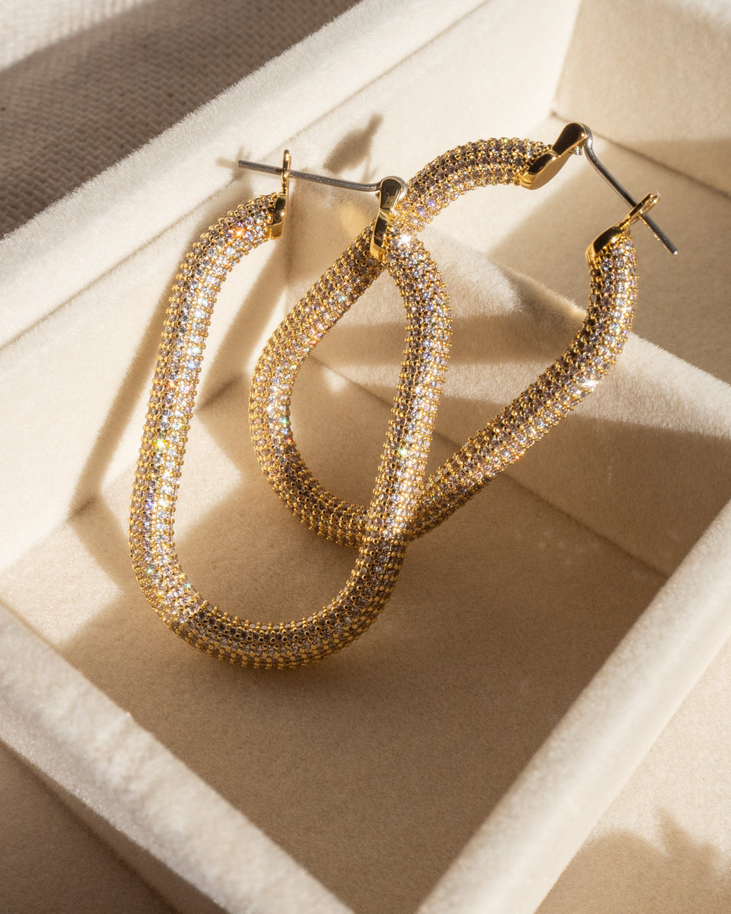Pave Amber Hoops- Gold — alternate view
