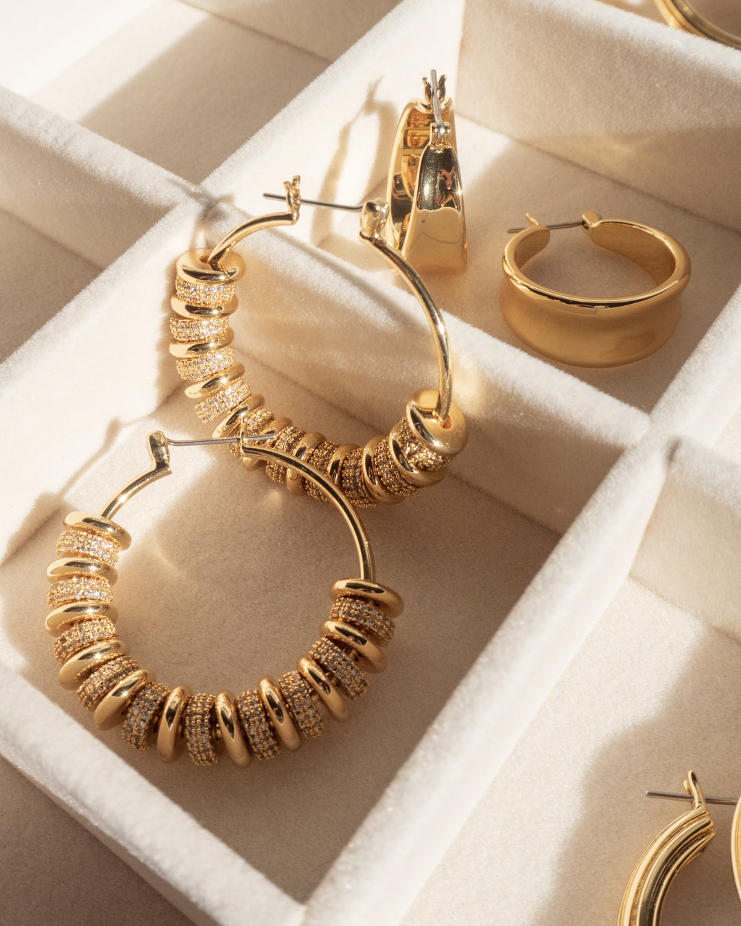 Pave Washer Hoops- Gold — alternate view