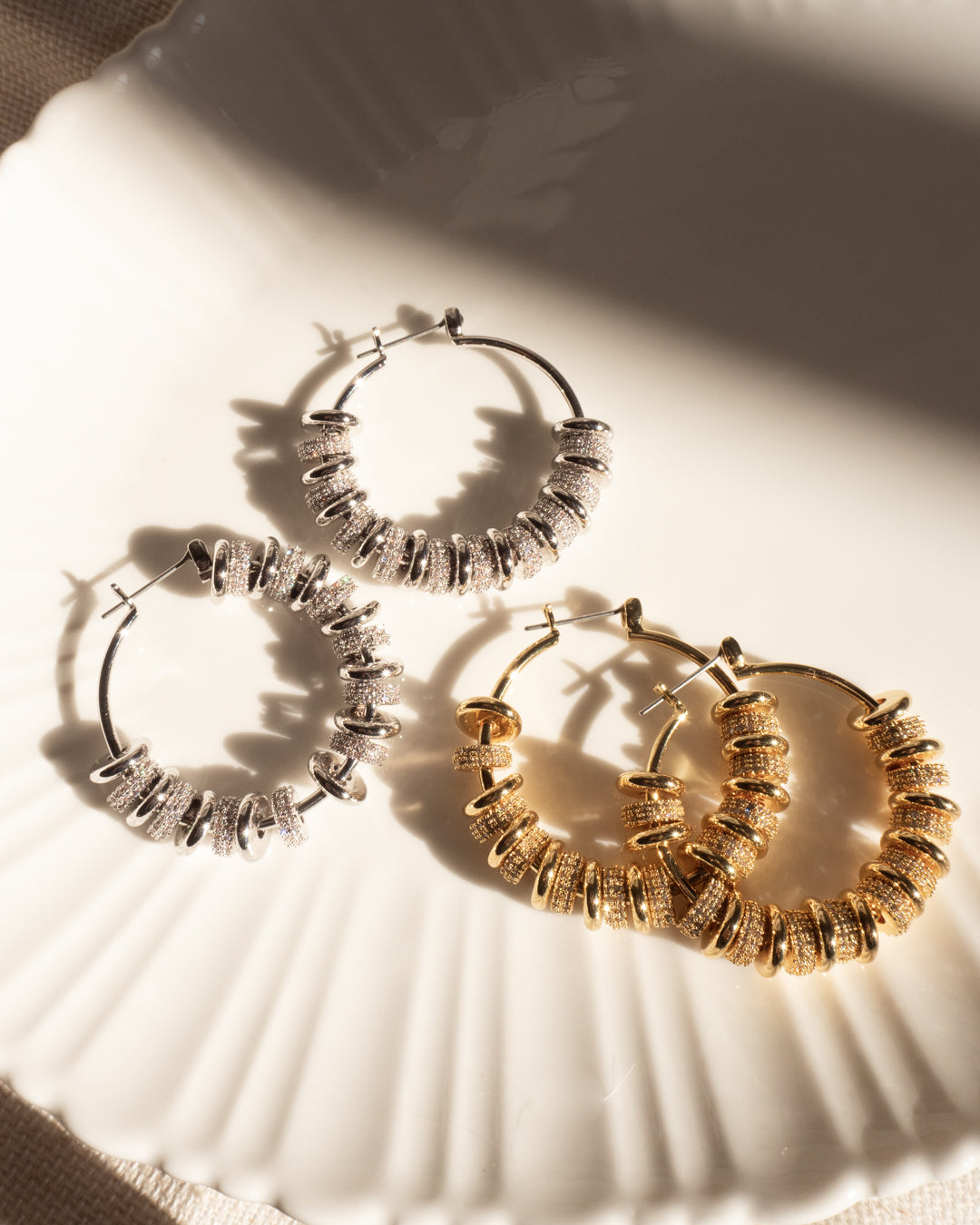 Pave Washer Hoops- Silver — detail view