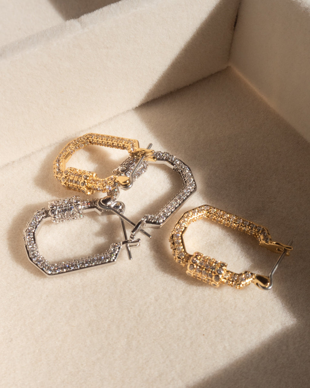 Pavé Carabiner Hoops - Silver — alternate view
