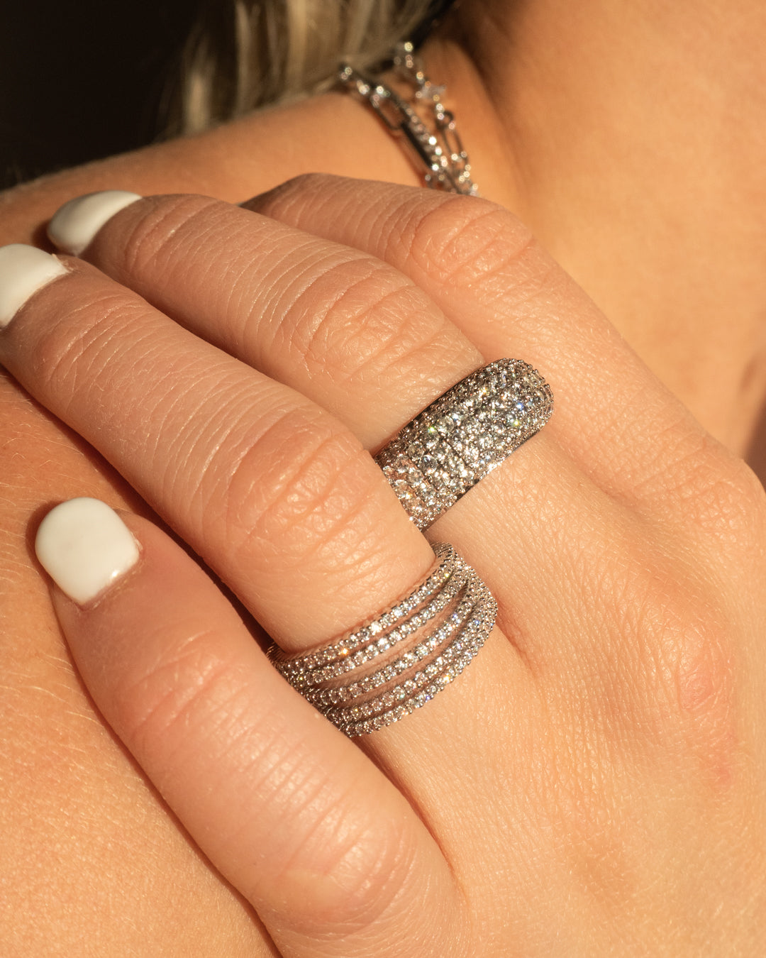 Classique Pavé Bands Set - Silver - Rings — another angle