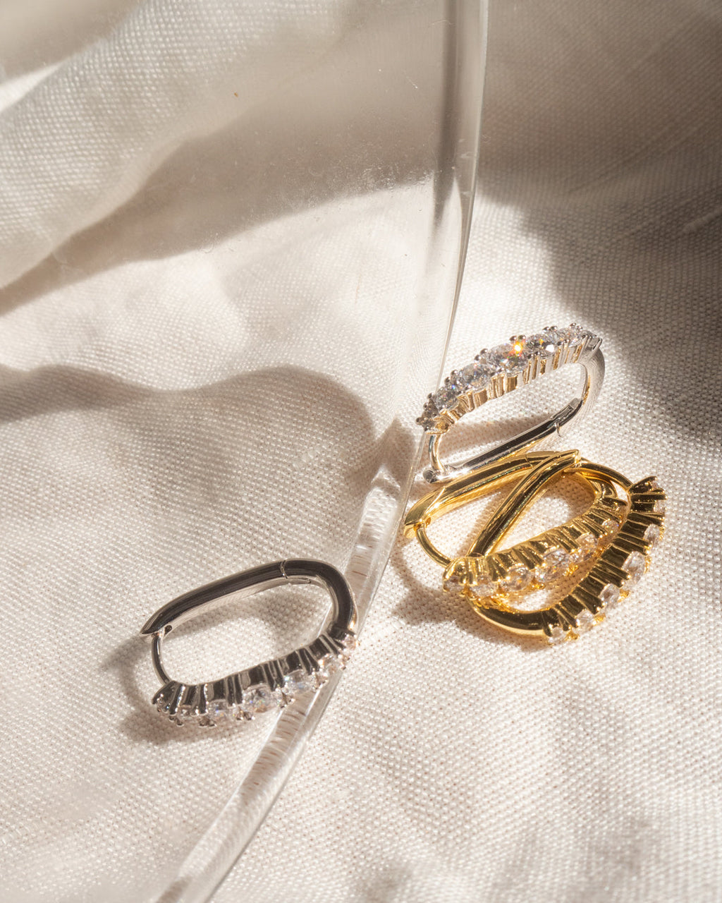 Tai Diamonte Huggies - Gold - Earrings — alternate view