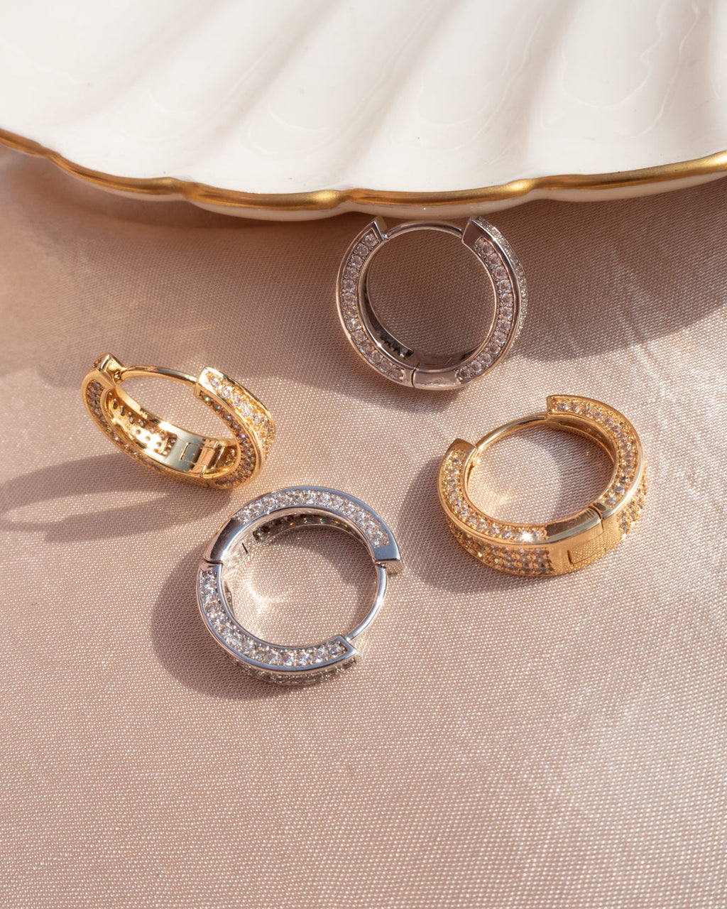 Pavé Geneva Hoops - Gold — another angle