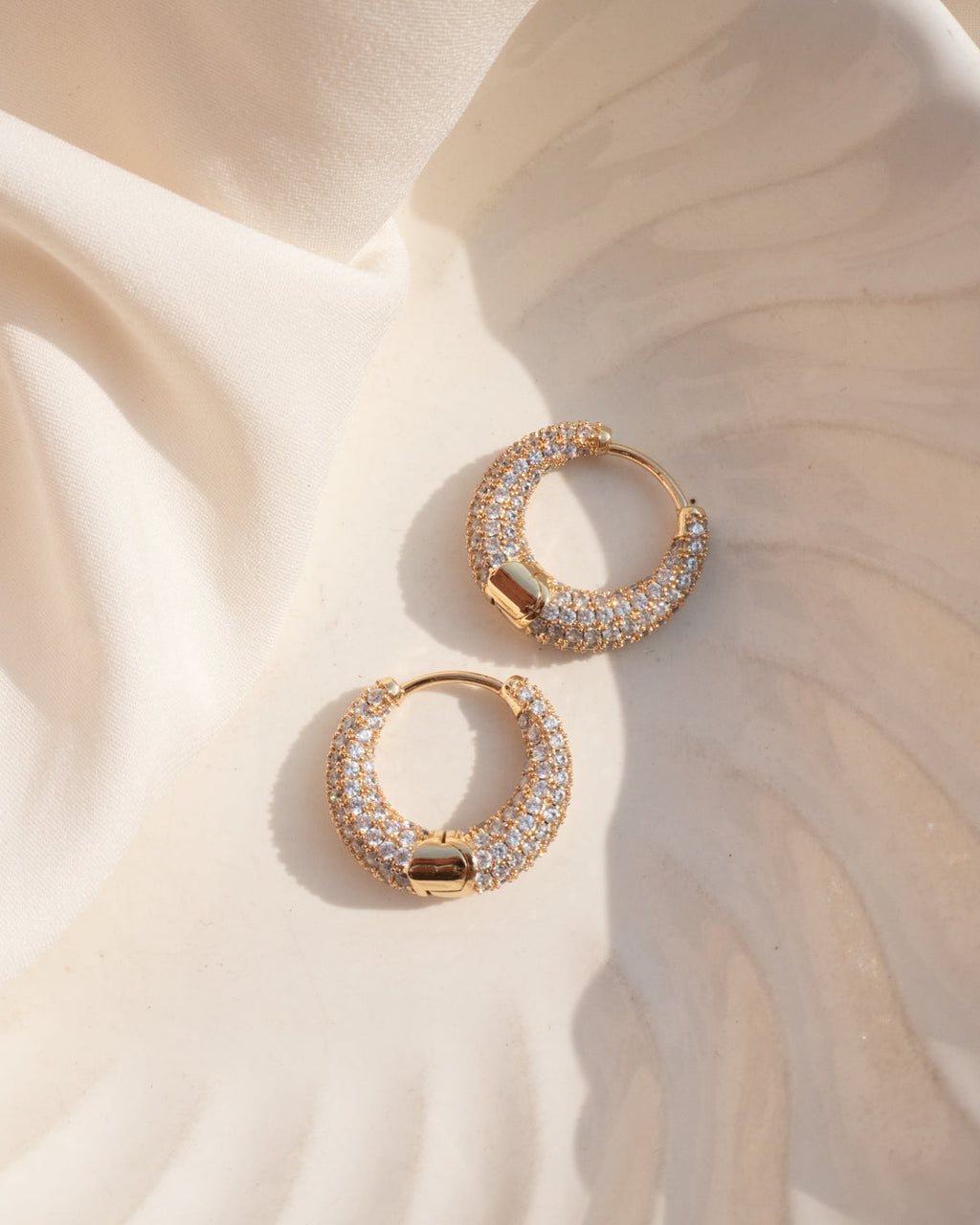 Pavé Marbella Hoops - Gold — alternate view