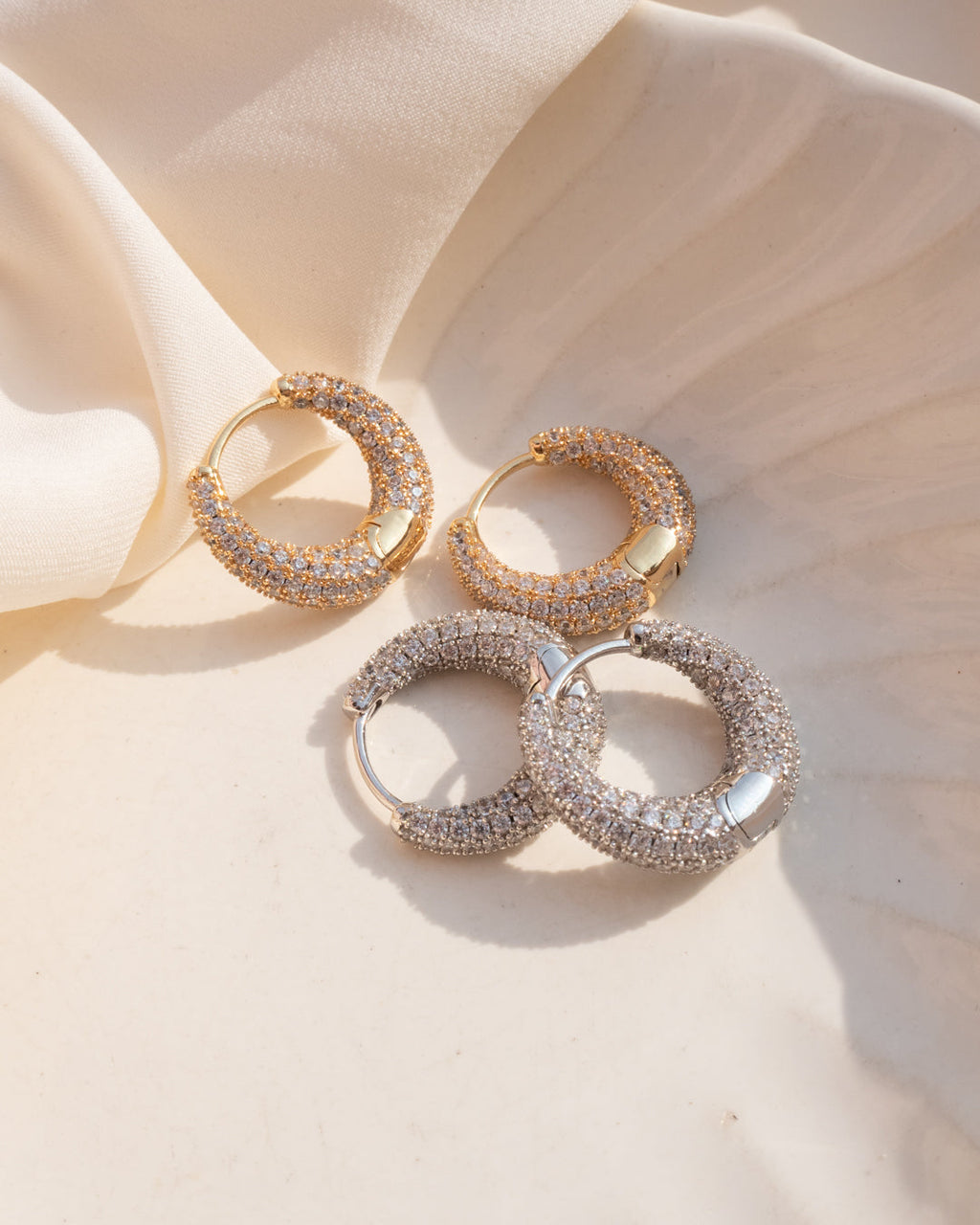 Pavé Marbella Hoops - Silver — alternate view