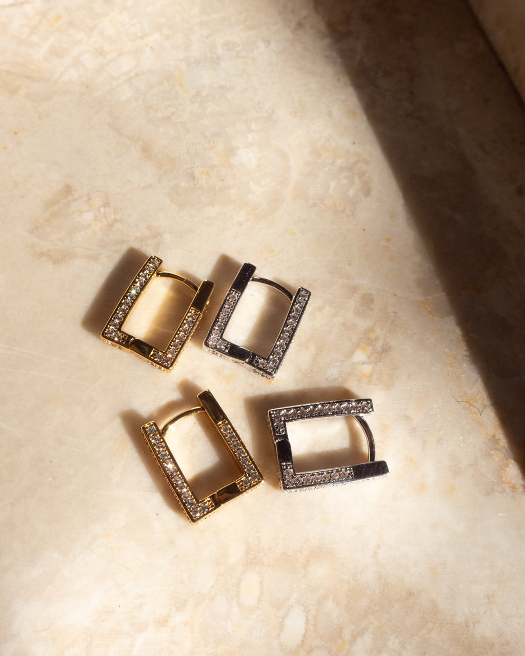 Pavé Mini Boxer Hoops - Silver — alternate view 2