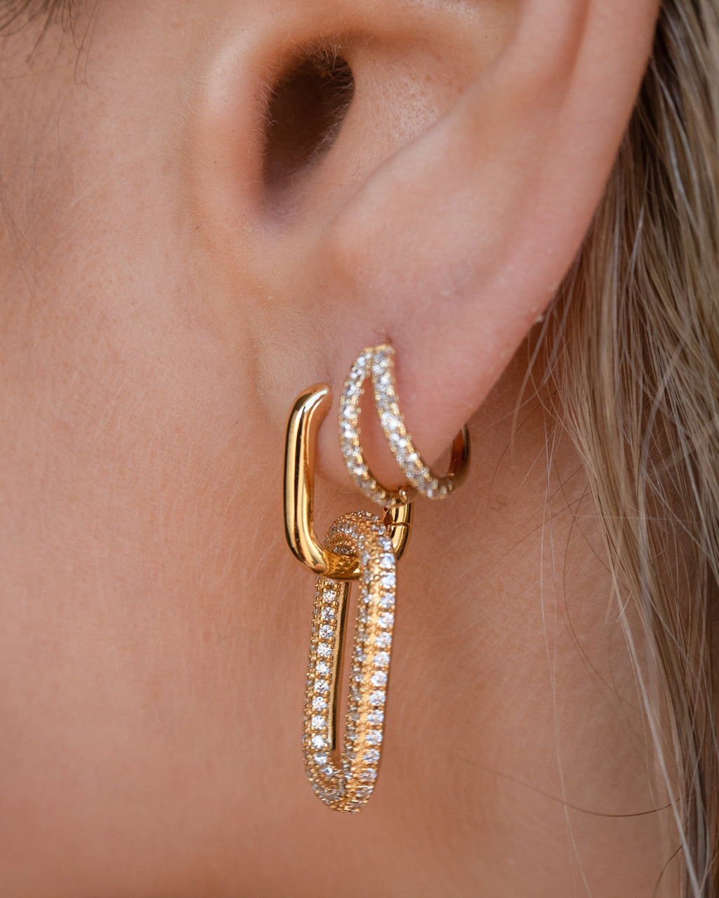 Pavé Simone Loop Hoops - Gold — alternate view 2