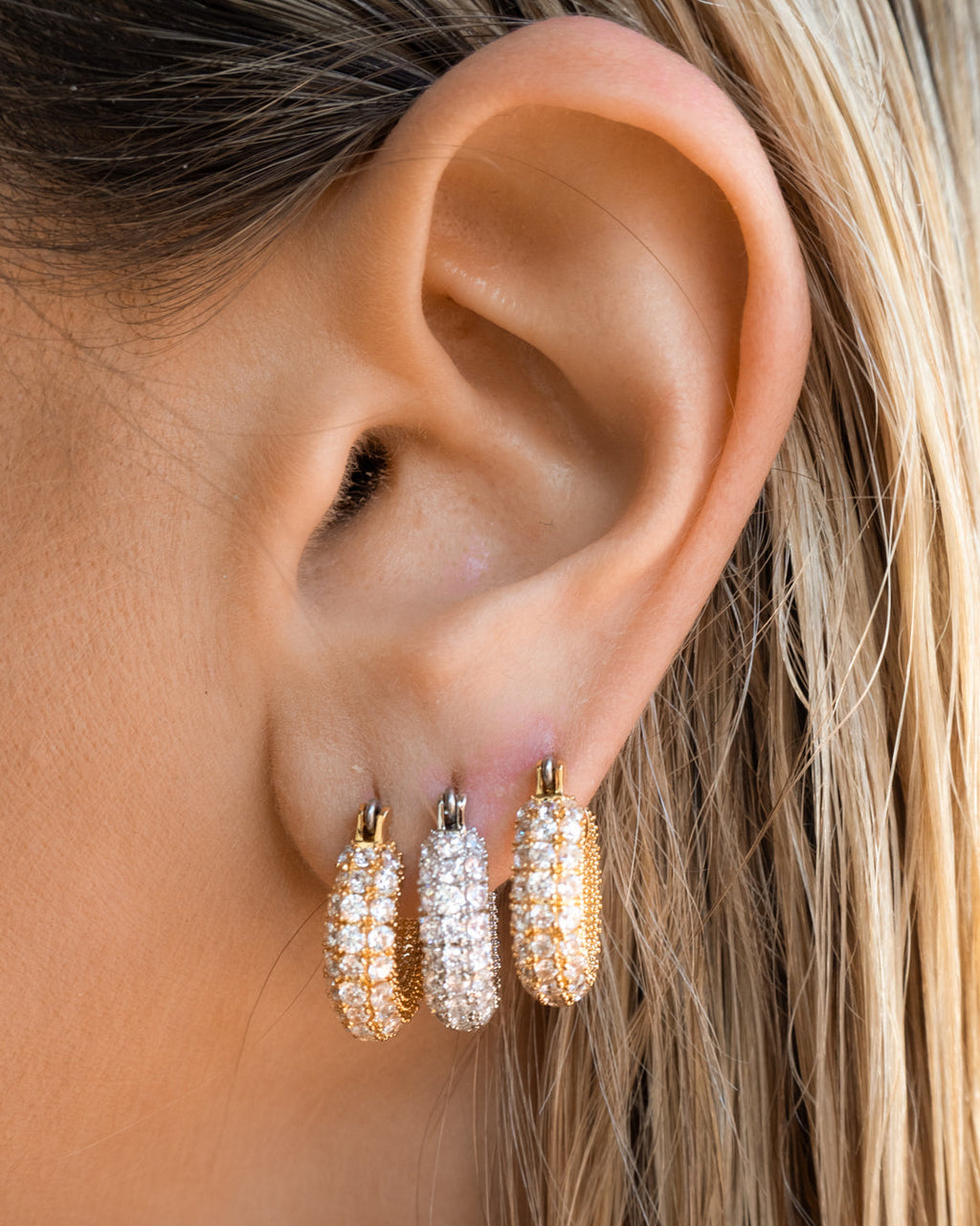 Pavé Giselle Hoops - Silver — alternate view 2