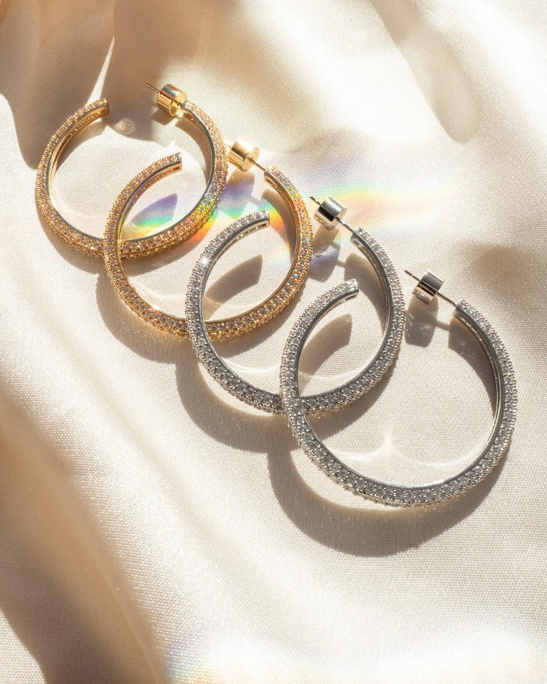 Pavé Josephine Hoops - Silver — detail view