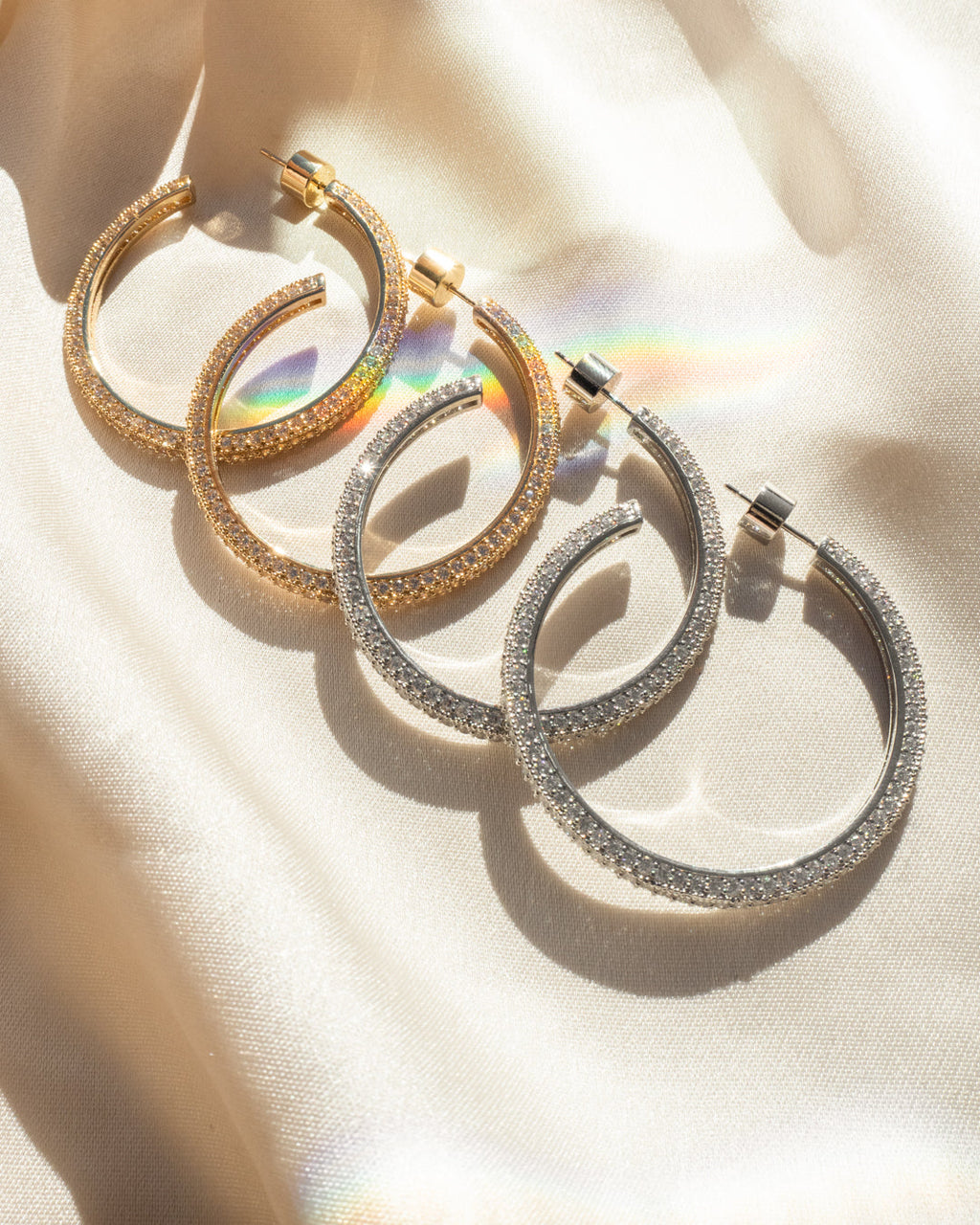 Pavé Josephine Hoops - Gold — another angle 2