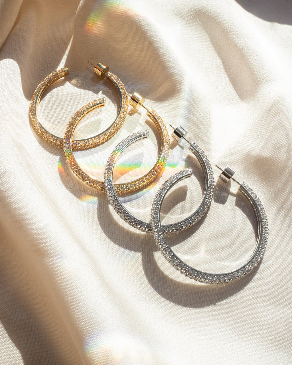 Pavé Josephine Hoops - Gold — alternate view