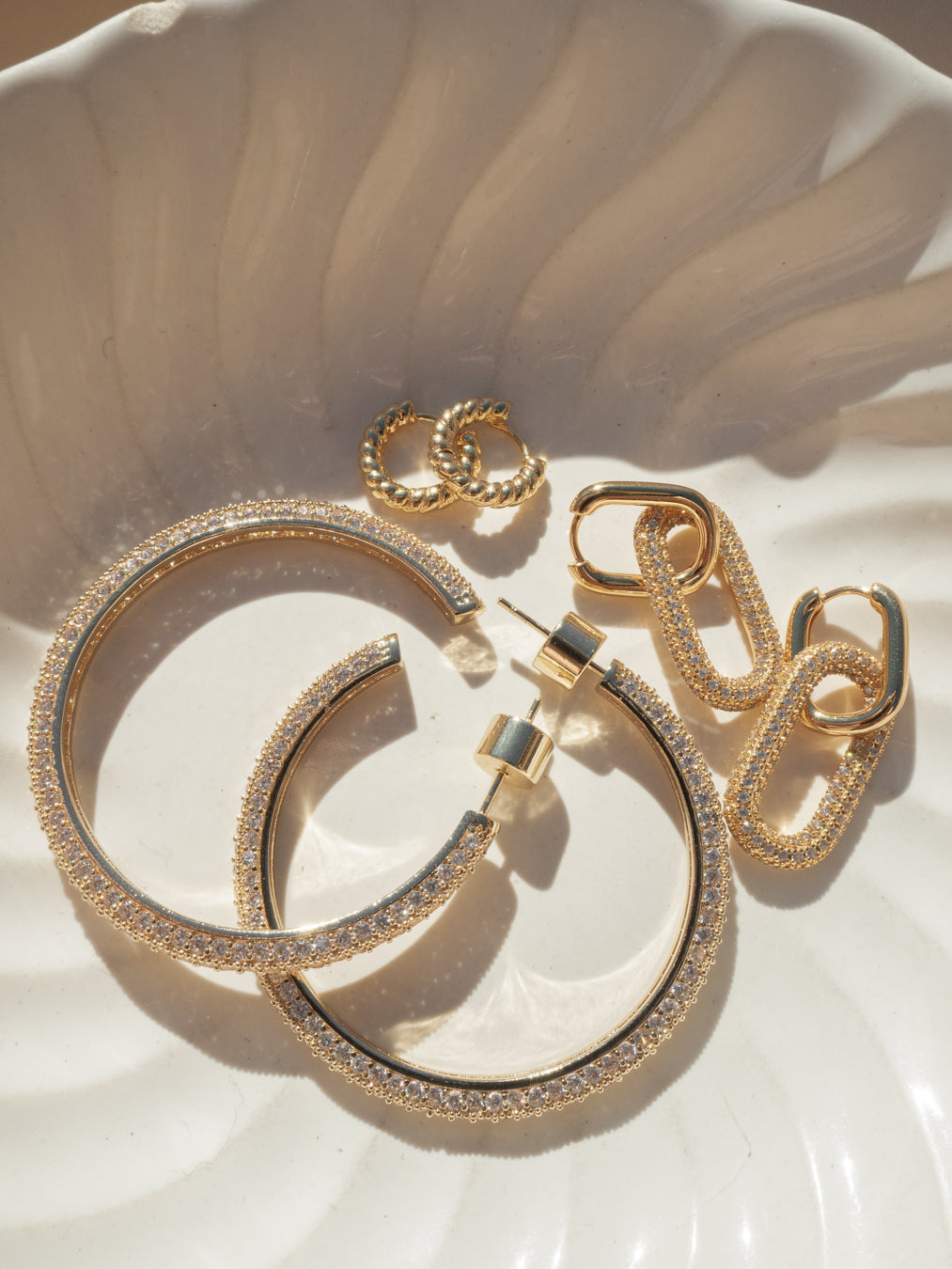 Pavé Simone Loop Hoops - Gold — alternate view 2 2
