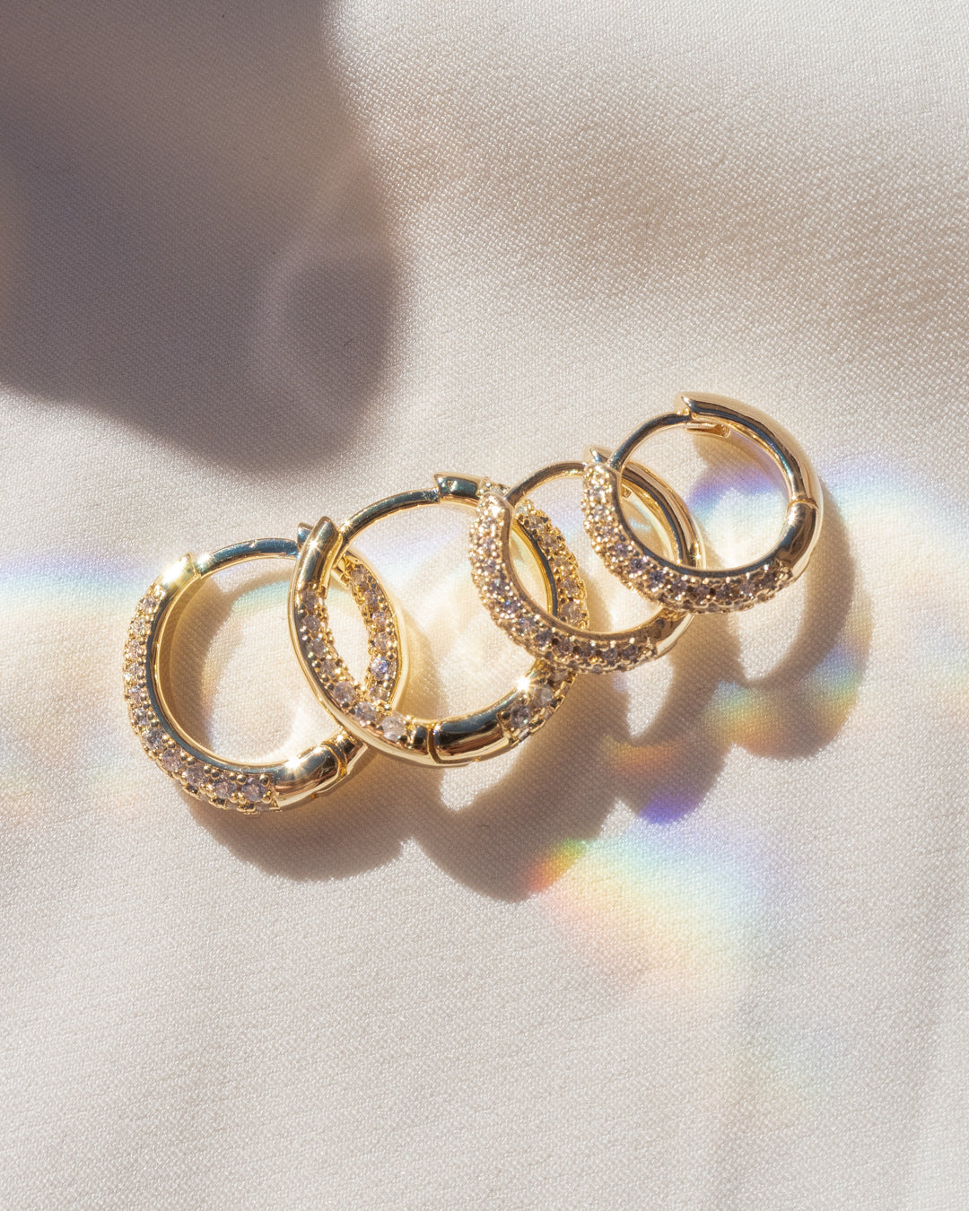 Pavé Dome Huggies - Gold - Earrings — another angle