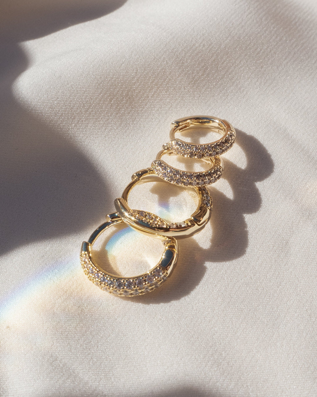Pavé Amelie Hoops - Gold — alternate angle