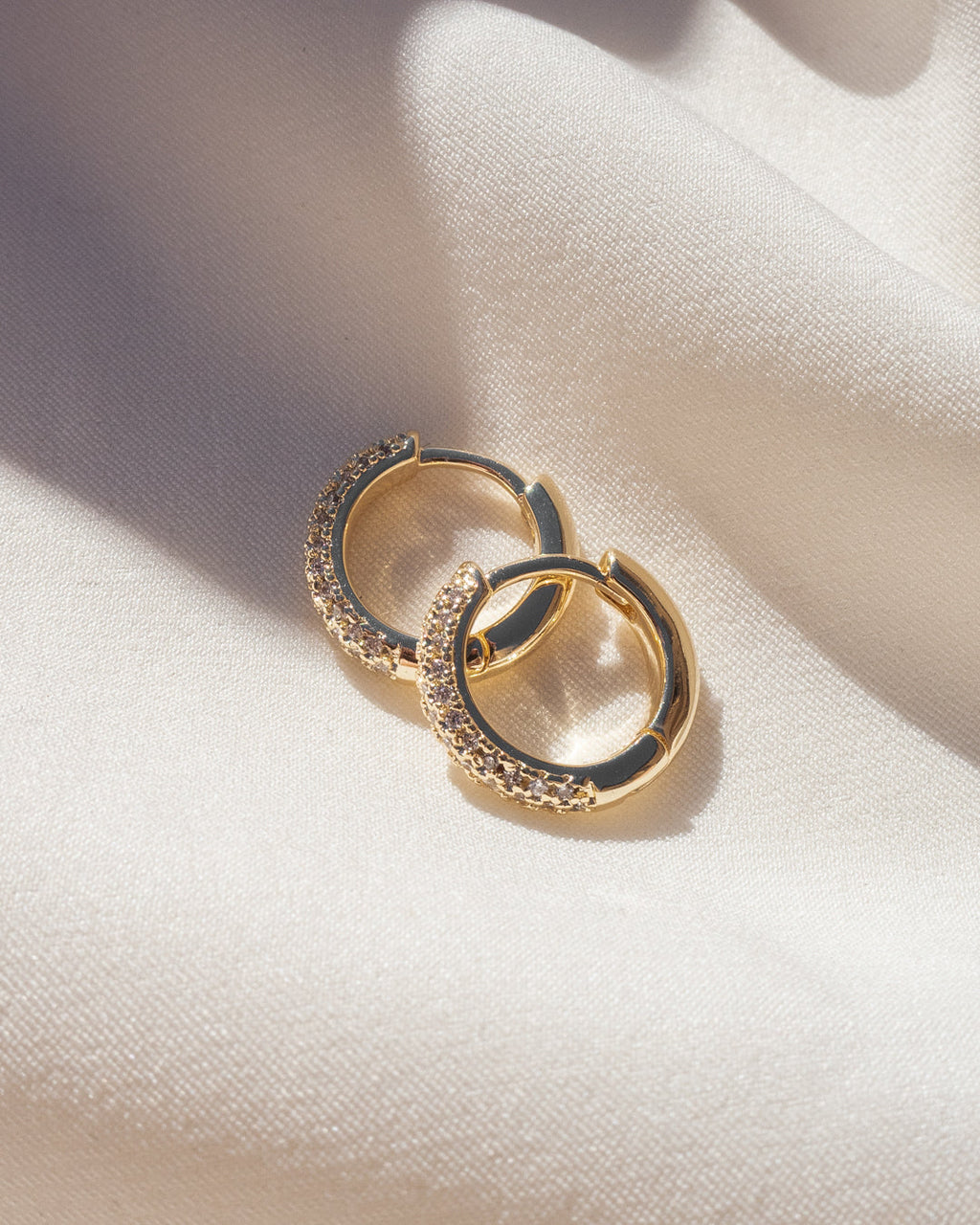 Pavé Dome Huggies - Gold - Earrings — detail view