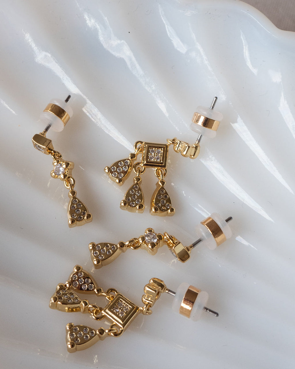 Bezel Charm Studs Set - Gold — detail view