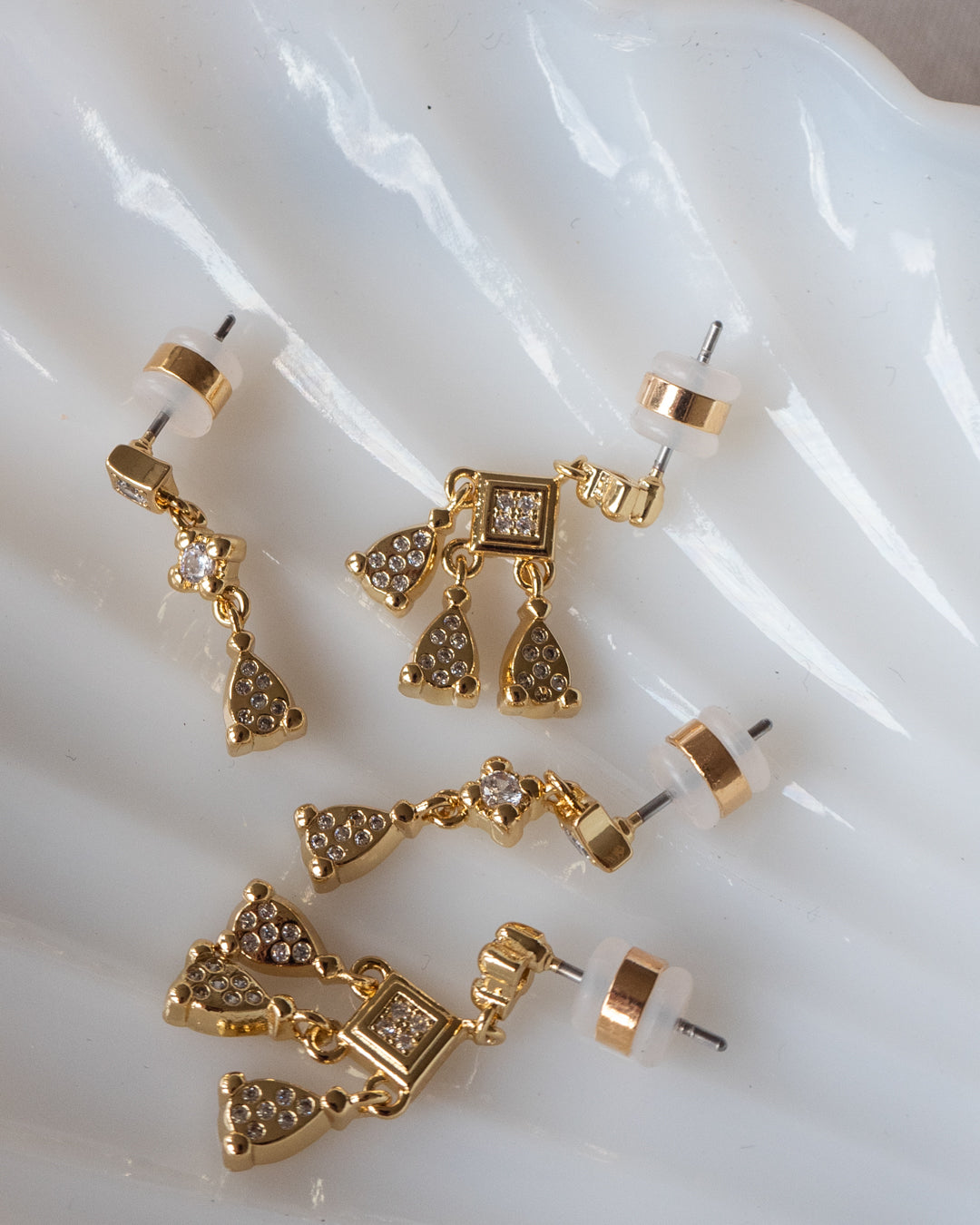 Bezel Charm Studs Set - Gold — detail view