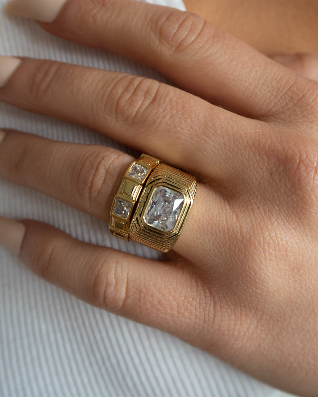 Punk Stud Pyramid Ring - Gold — alternate view