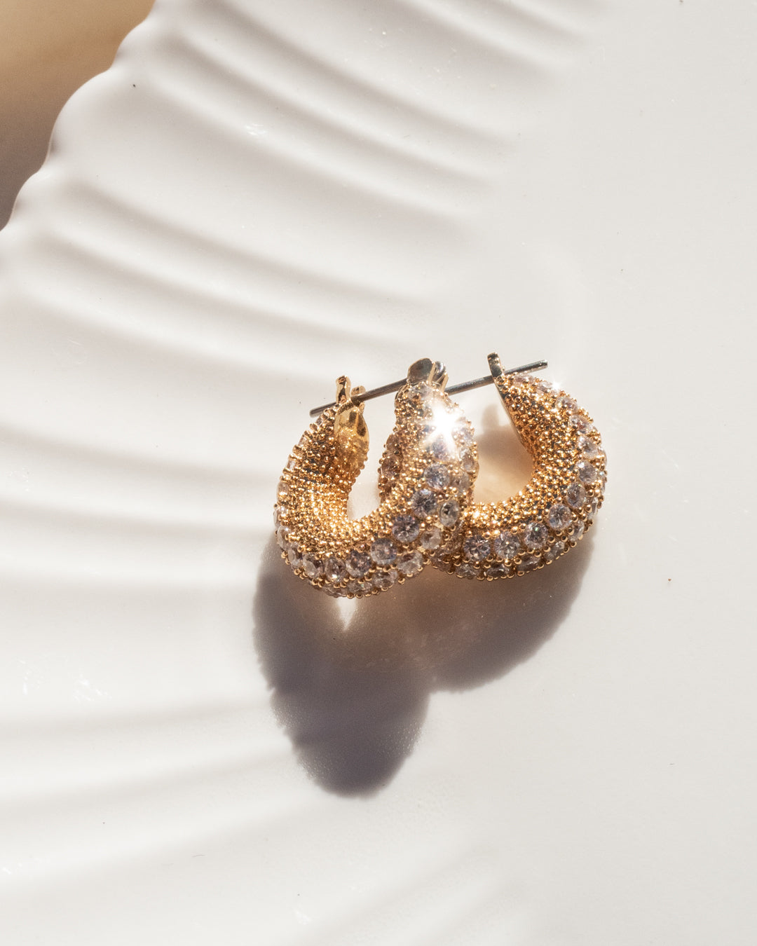 Pavé Giselle Hoops - Gold — detail view