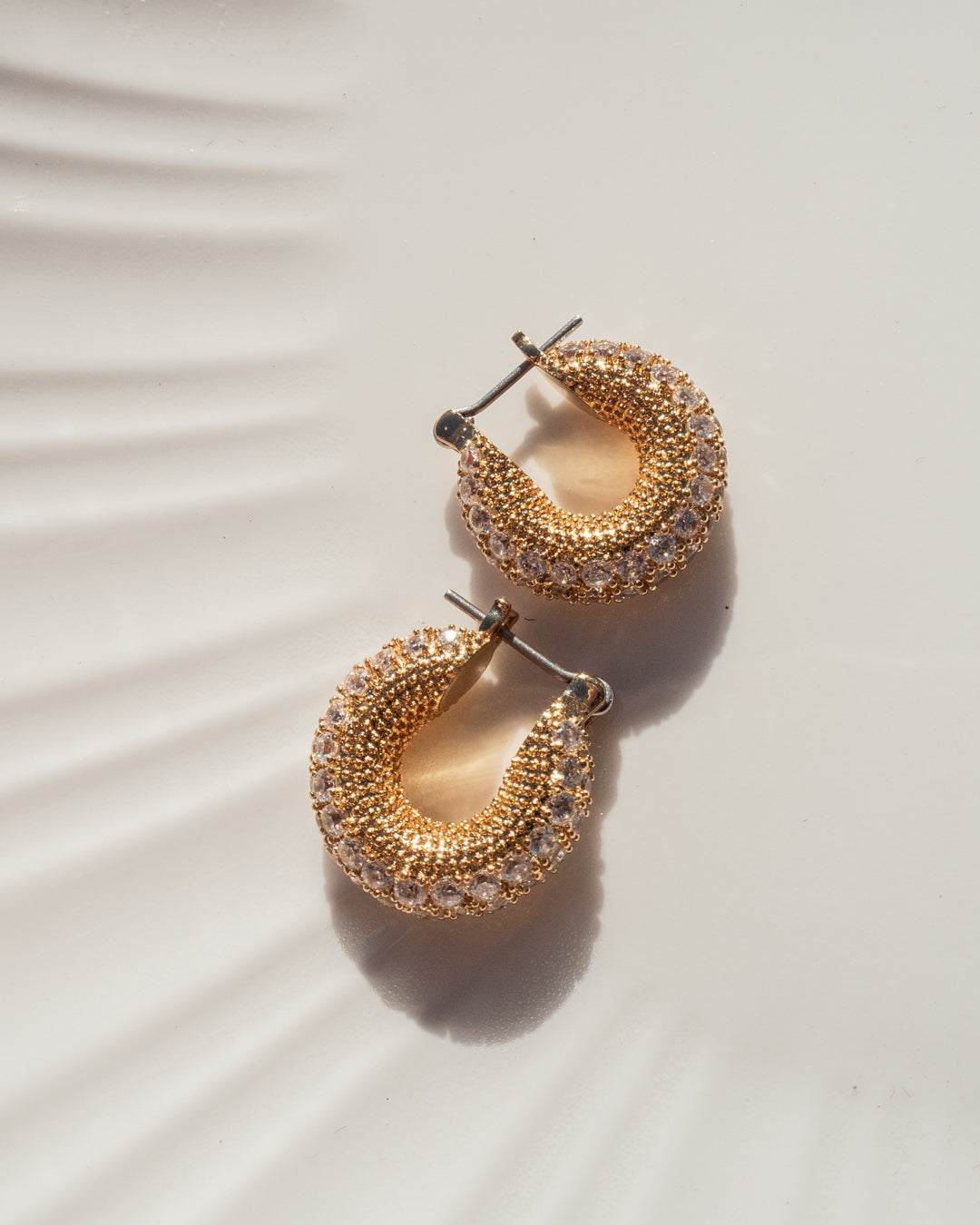Pavé Giselle Hoops - Gold — alternate view 2