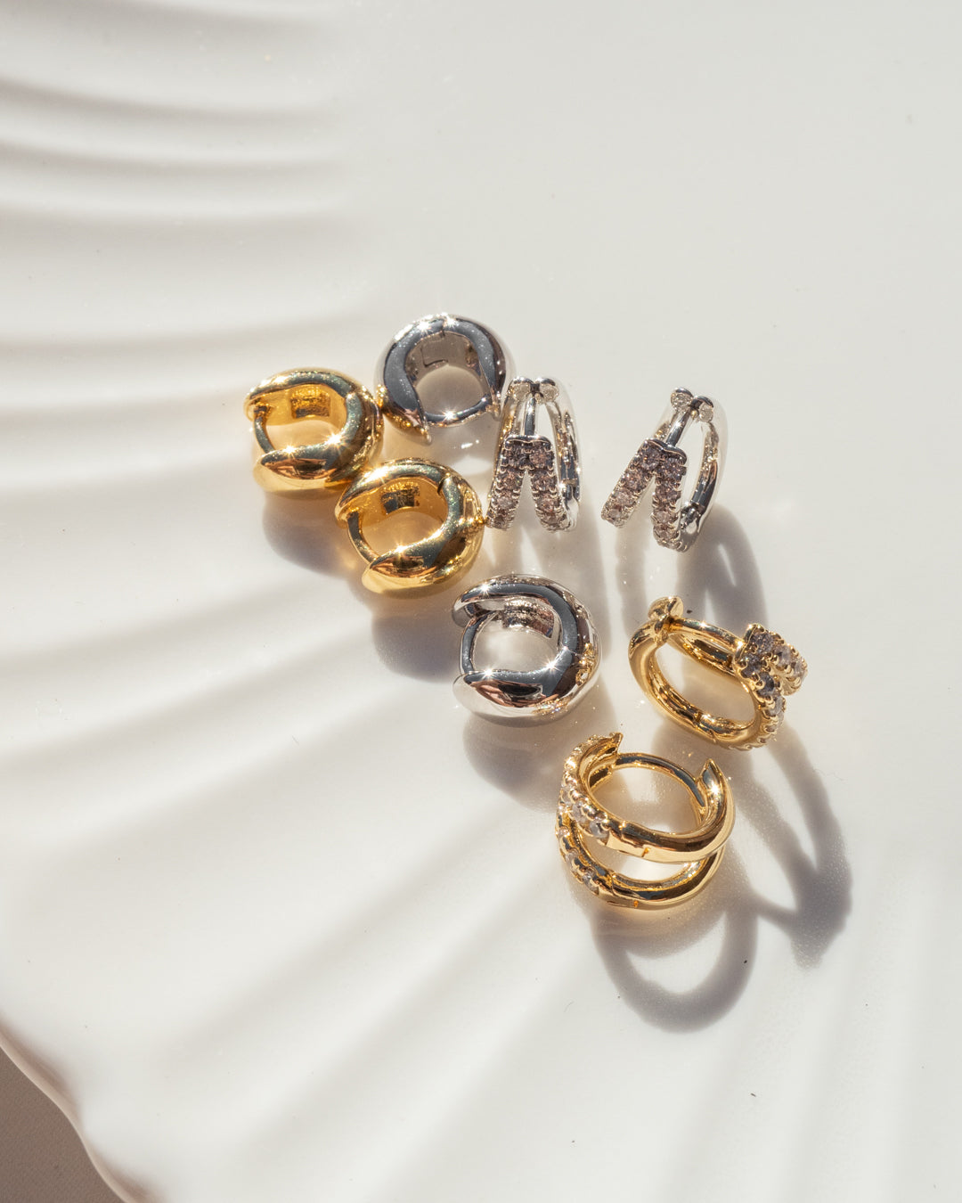 Mini Mirabella Huggies (9mm) - Gold - Earrings — another angle