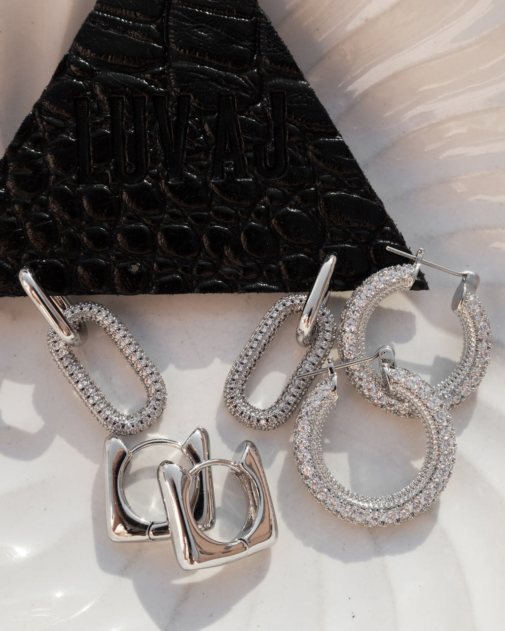 Pavé Estelle Hoops - Silver — alternate view 2
