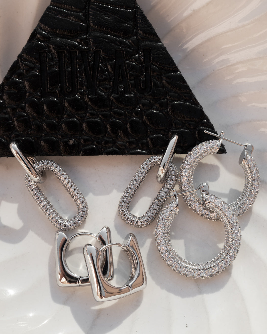 Pavé Simone Loop Hoops - Silver — another angle
