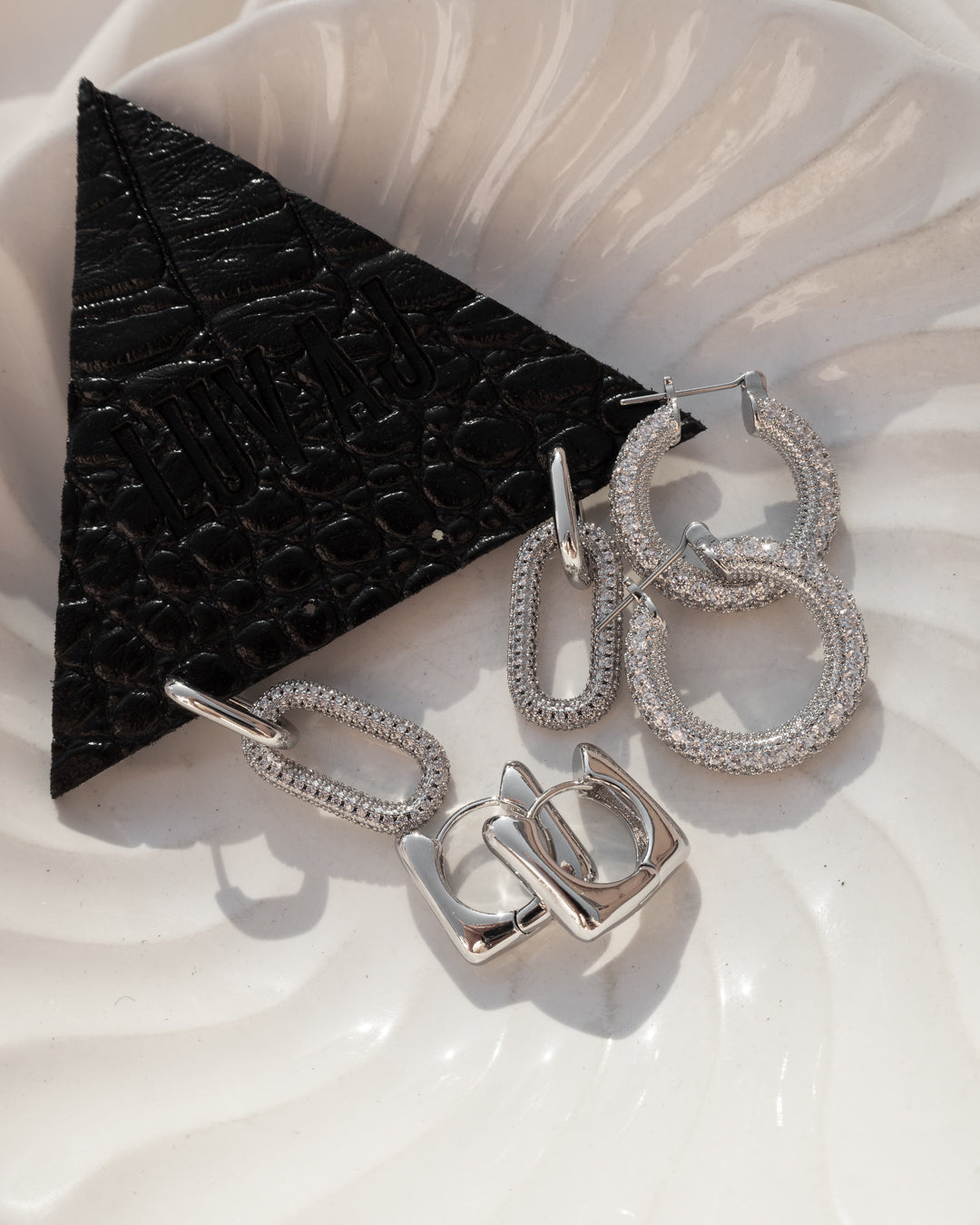 Pavé Estelle Hoops - Silver — another angle 2