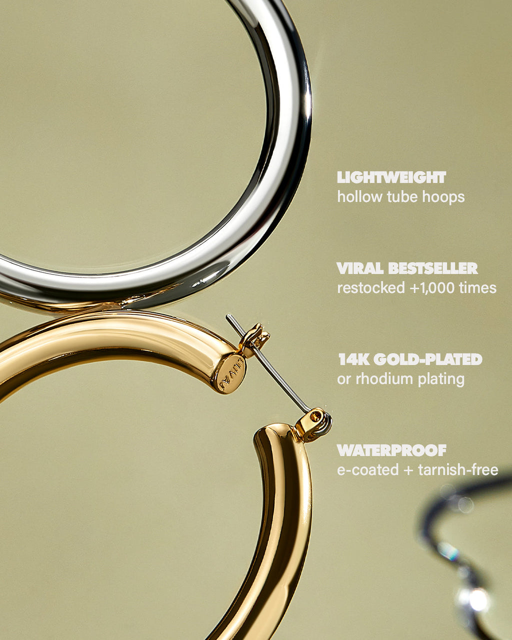 Amalfi Tube Hoops - Silver — alternate angle