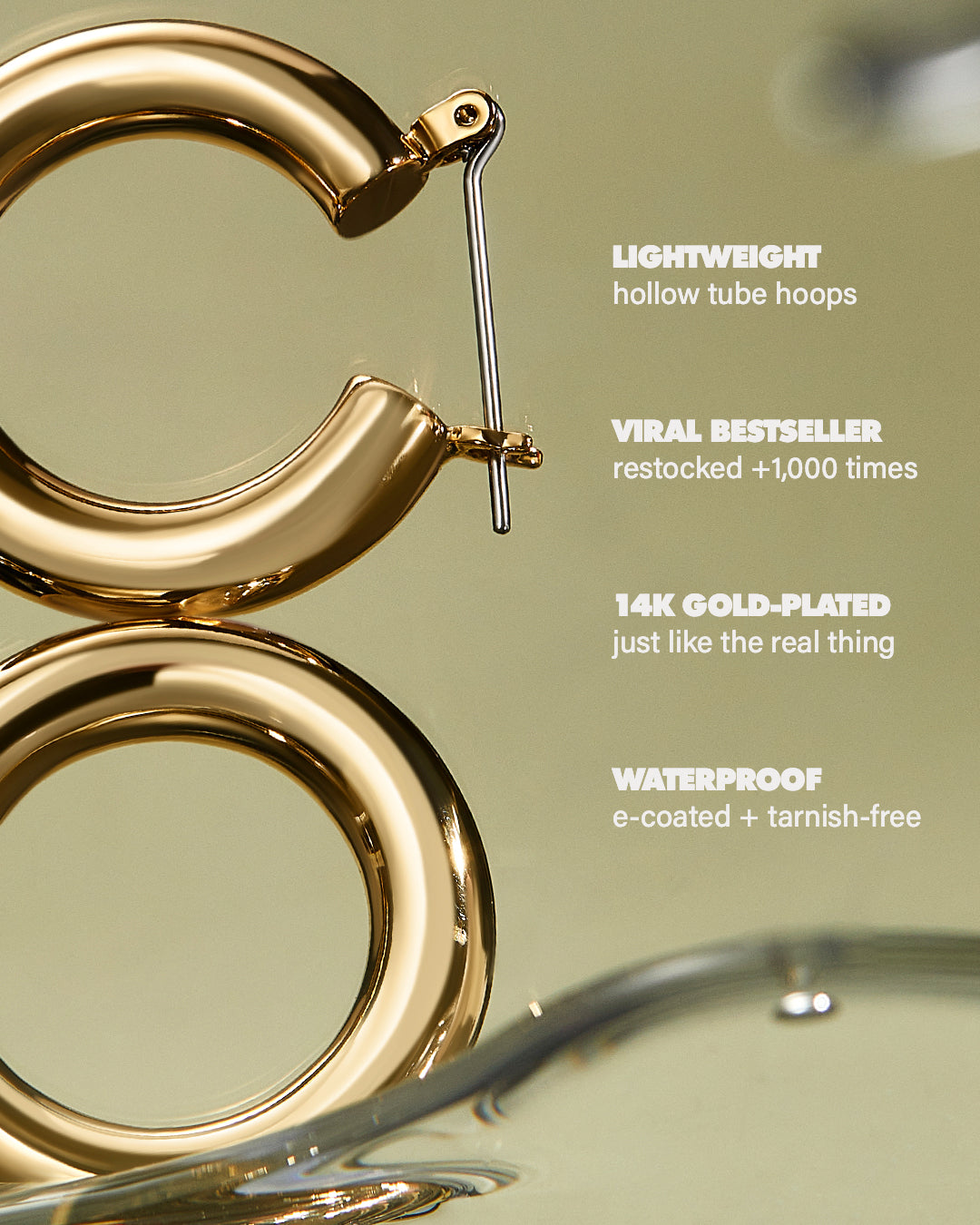Baby Amalfi Tube Hoops - Gold — alternate angle