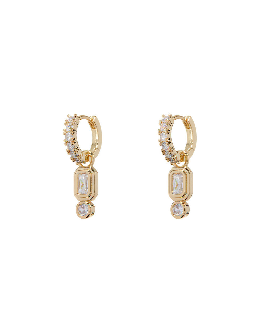 Pyramid Bezel Huggies - Gold - Earrings