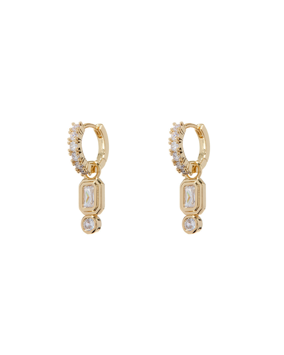 Pyramid Bezel Huggies - Gold - Earrings