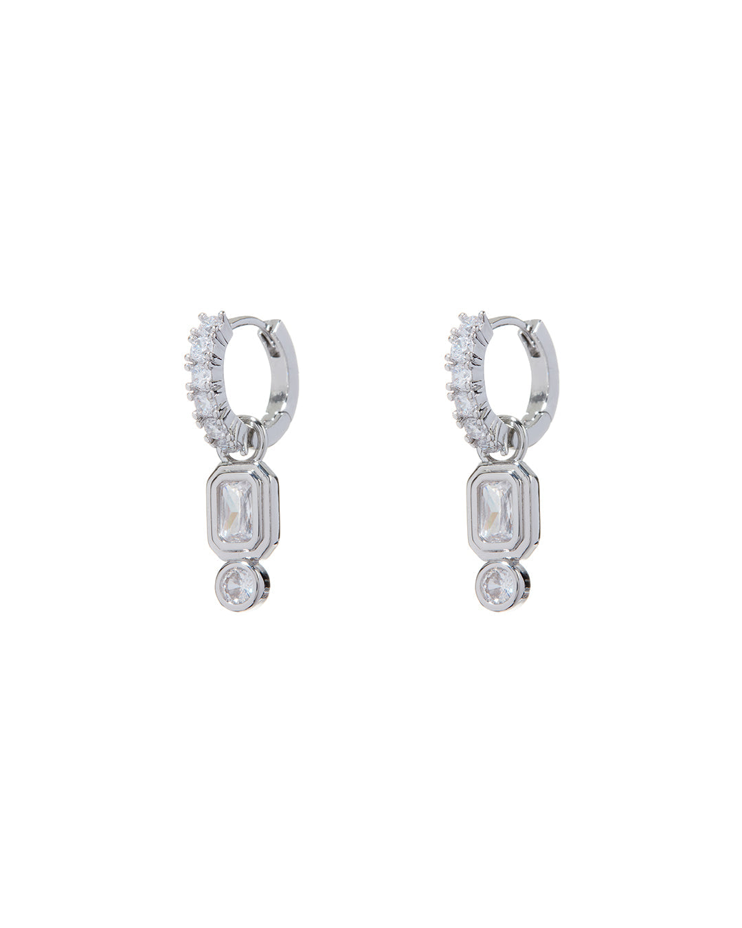 Pyramid Bezel Huggies - Silver - Earrings