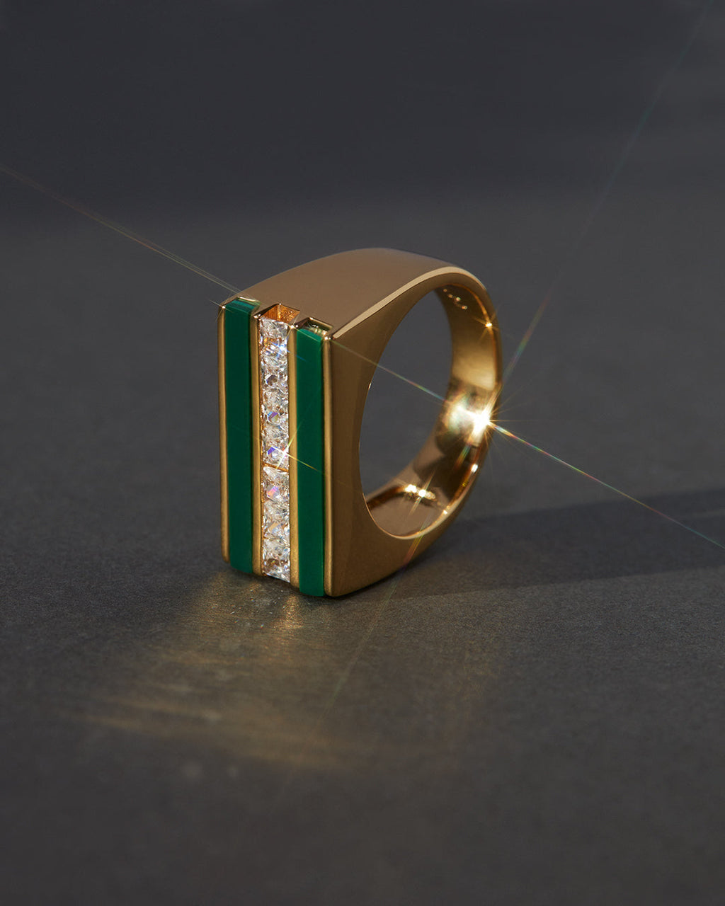 Panini Ring- Malachite in Gold — alternate view