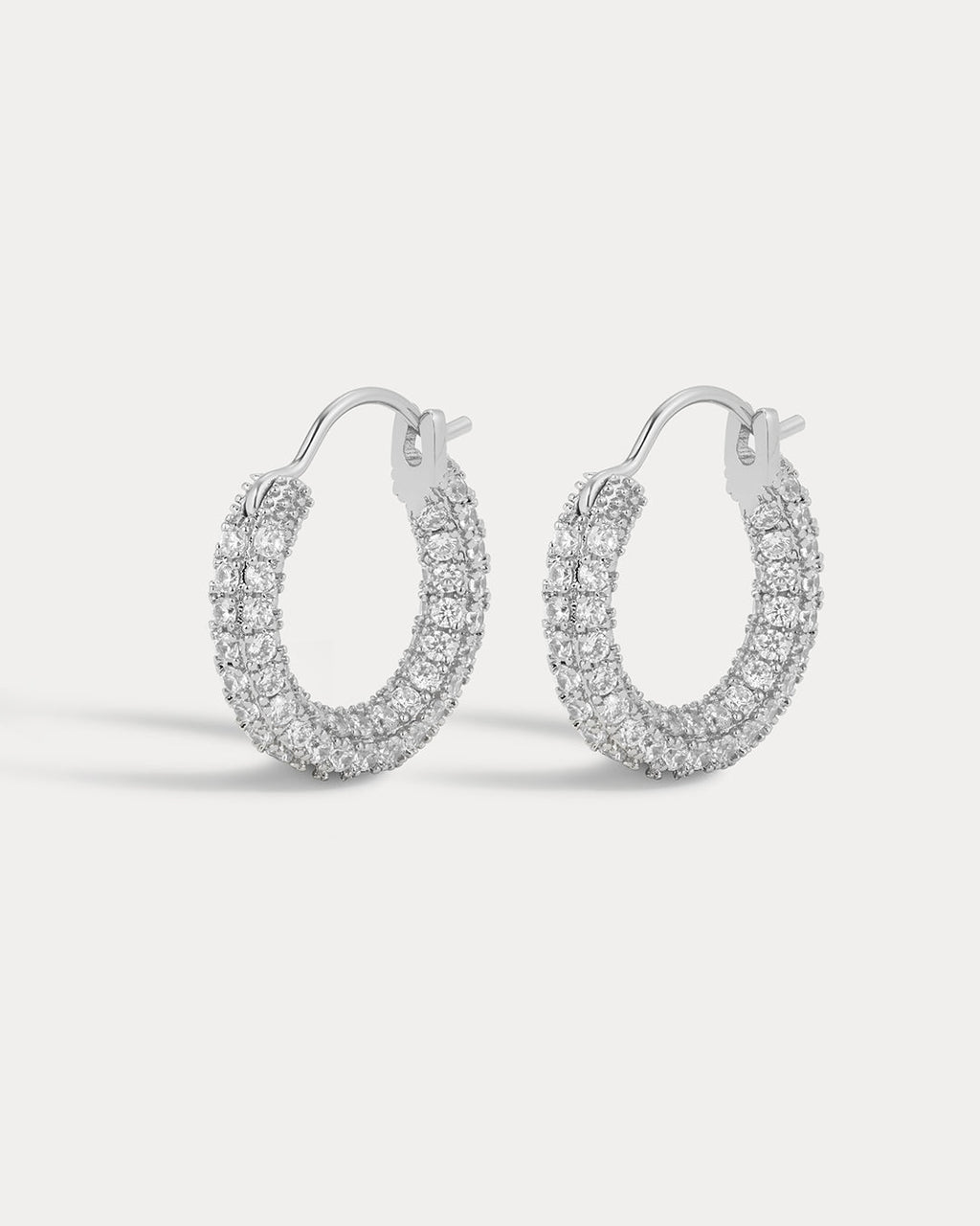 Pavé Amalfi Huggies - Silver - Earrings